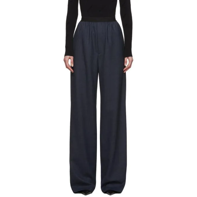 Balenciaga Navy Wool Prince Of Wales Trousers