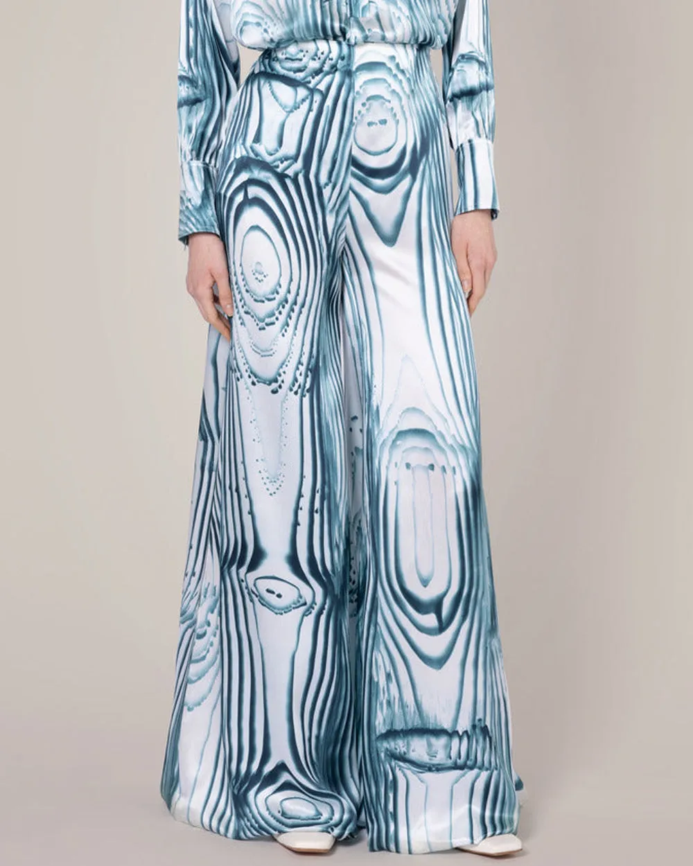 Blue Printed Arneau Wide Leg Trouser