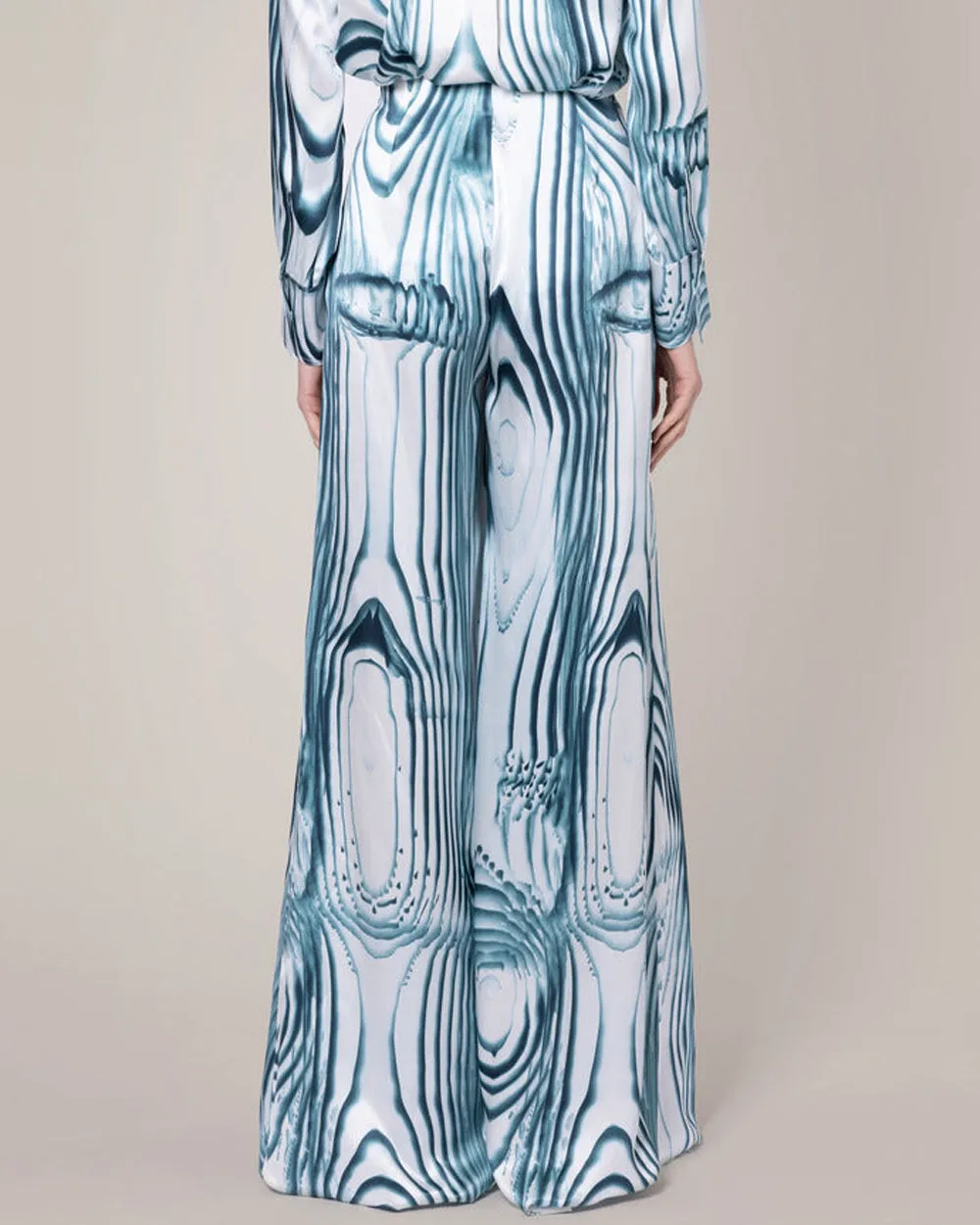 Blue Printed Arneau Wide Leg Trouser