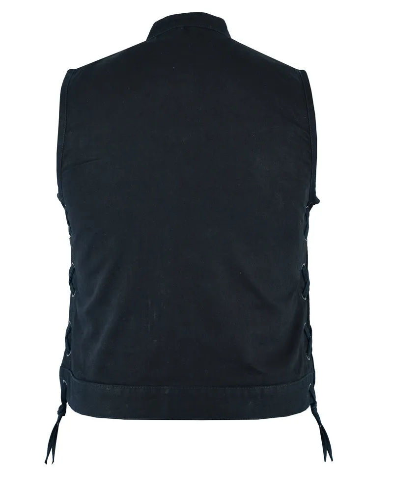 DM Women's Advance Side Laces Black Construction Denim Vest