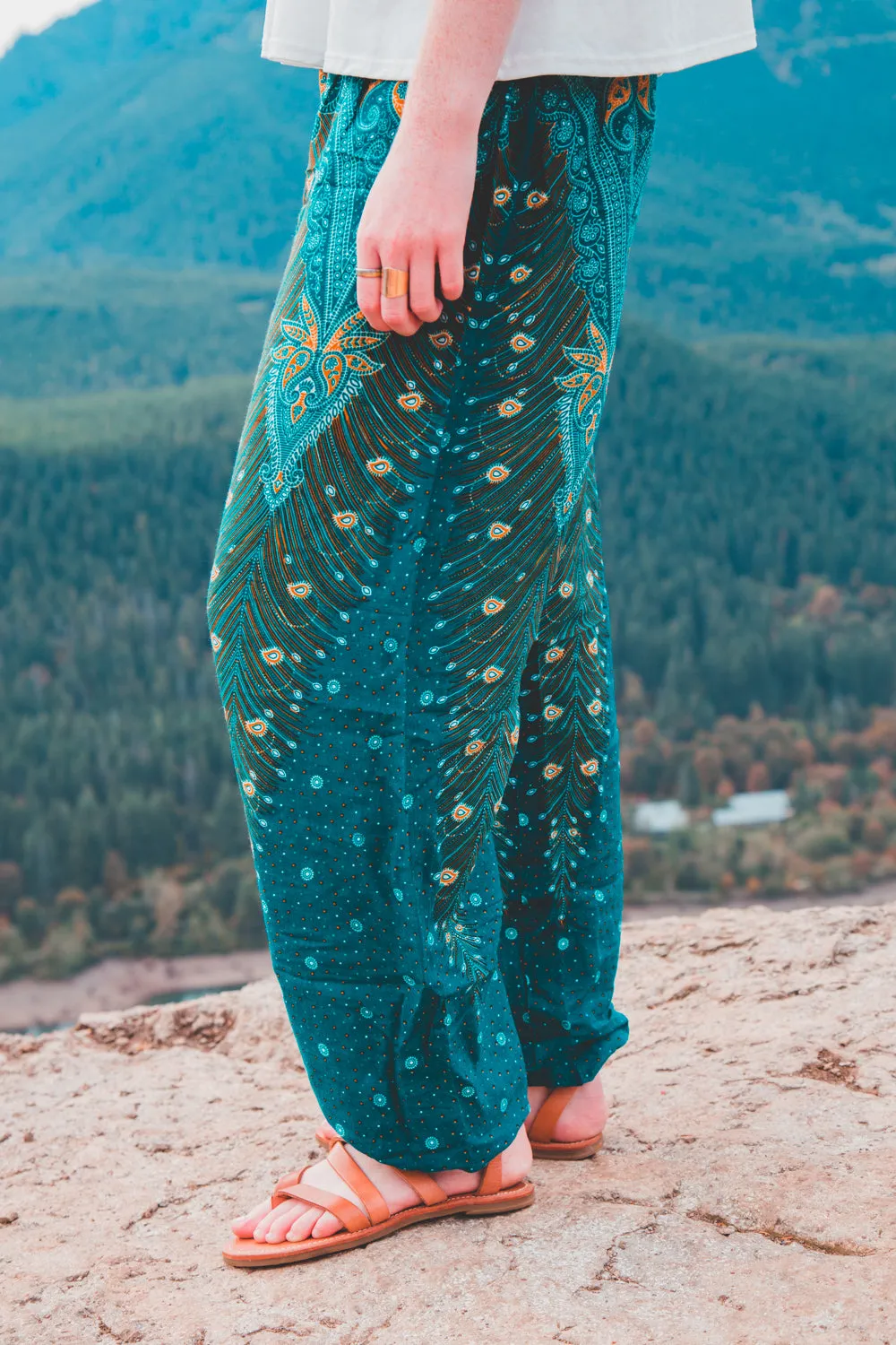 Green Peacock Harem Pants