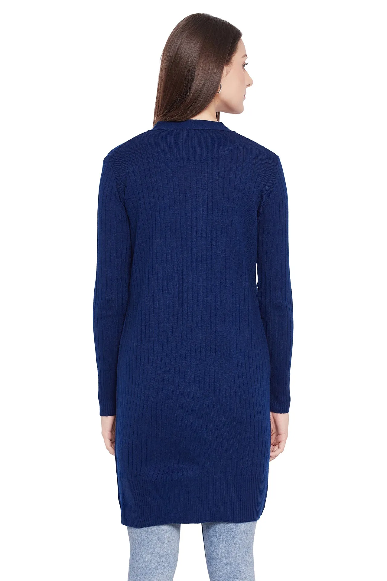 JUMP USA Women Solid Longline Open Front Shrug