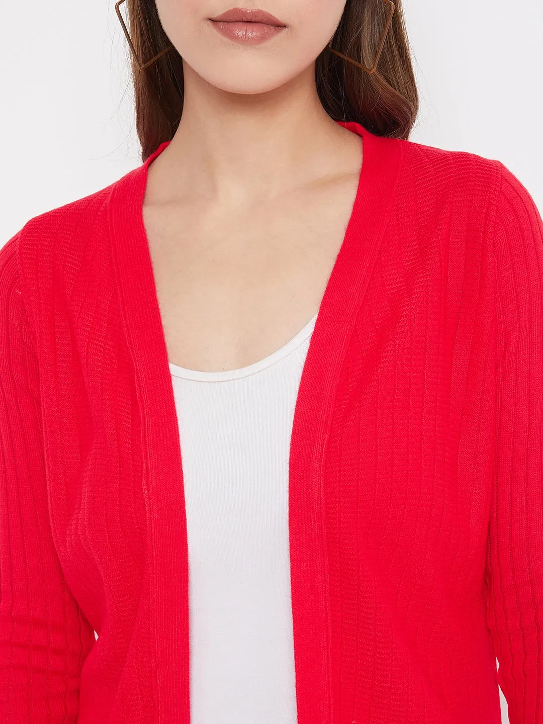 JUMP USA Women Solid Longline Open Front Shrug
