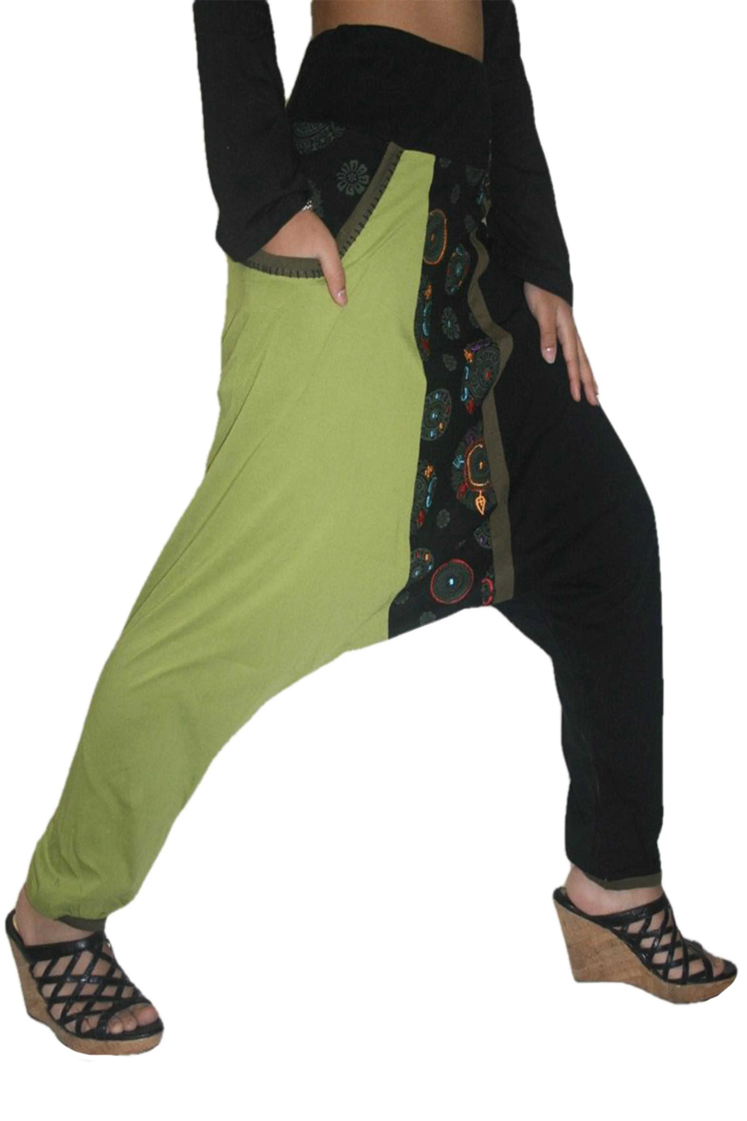 LPS 574 Bohemian Funky Hippie Knit Cotton Afghani Harem Pant Trouser