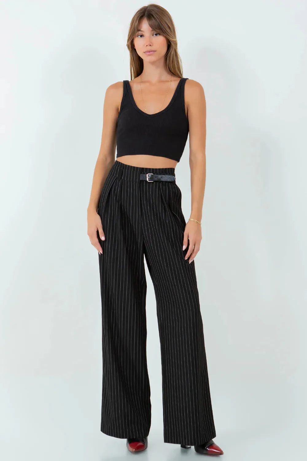 Pinstripe Straight Leg Pant