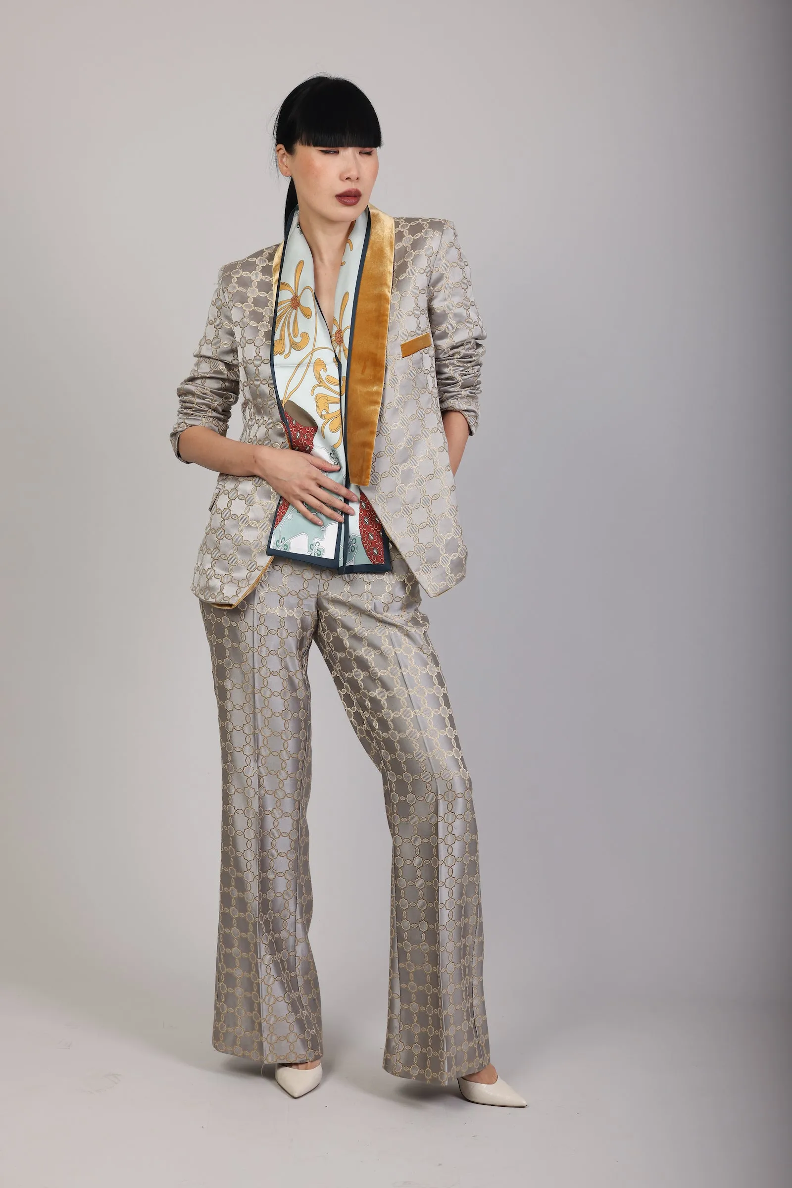 Rustic Bloom Gold Suit Jacket