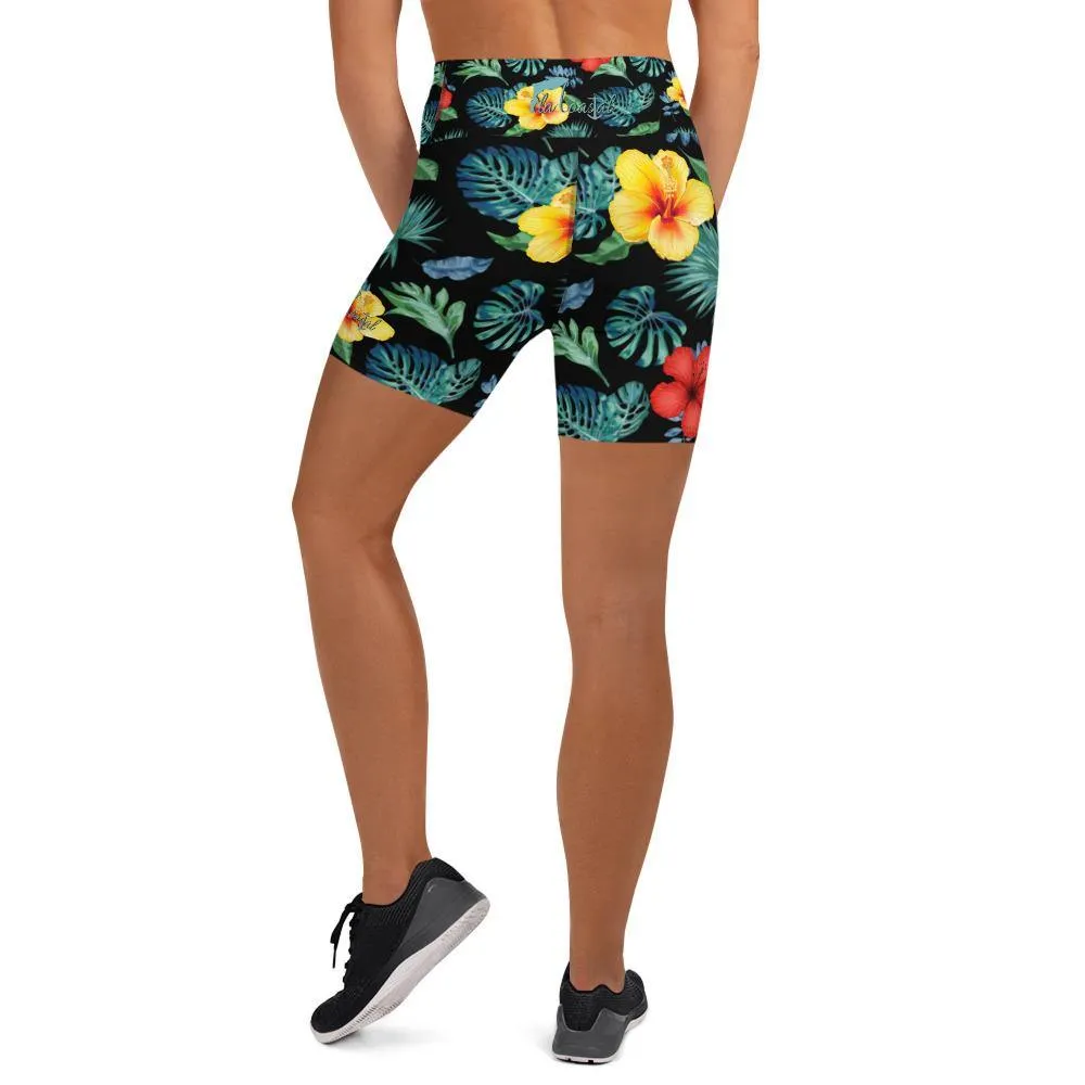 Tropical Hibiscus Performance Shorts Black