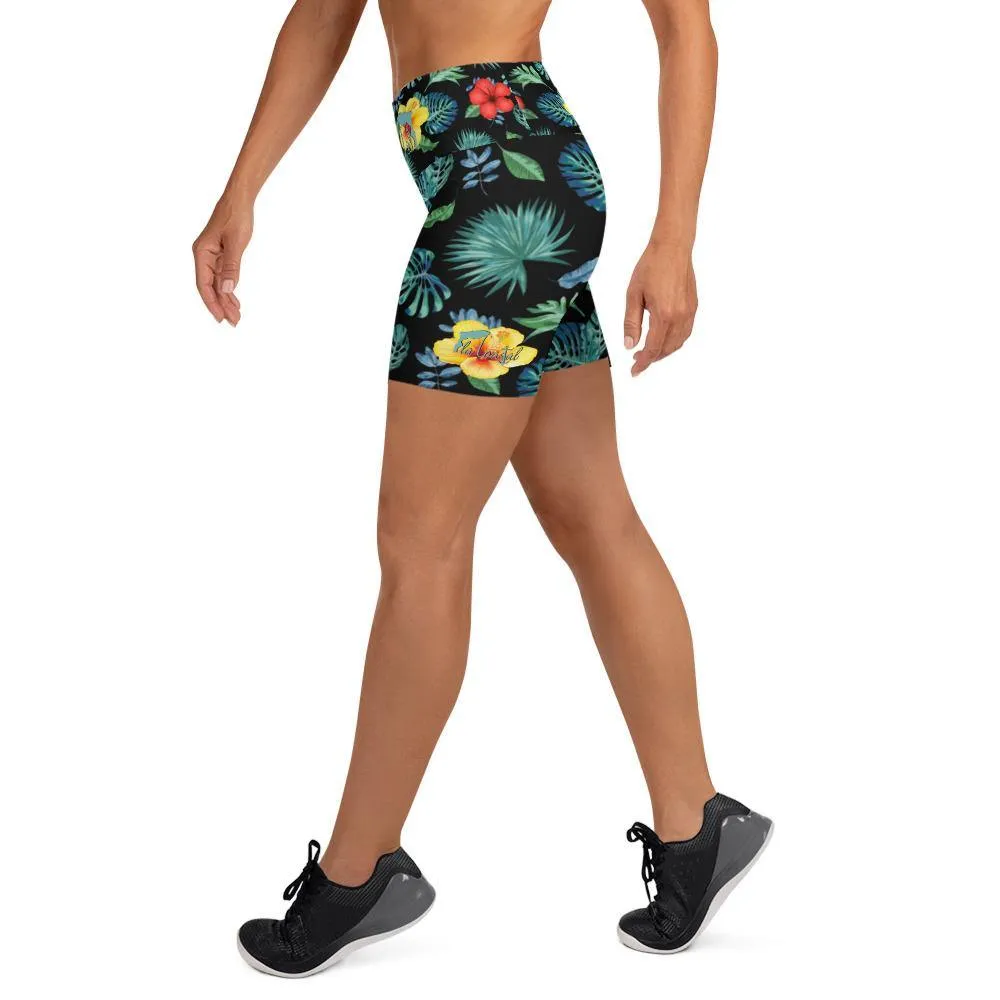 Tropical Hibiscus Performance Shorts Black
